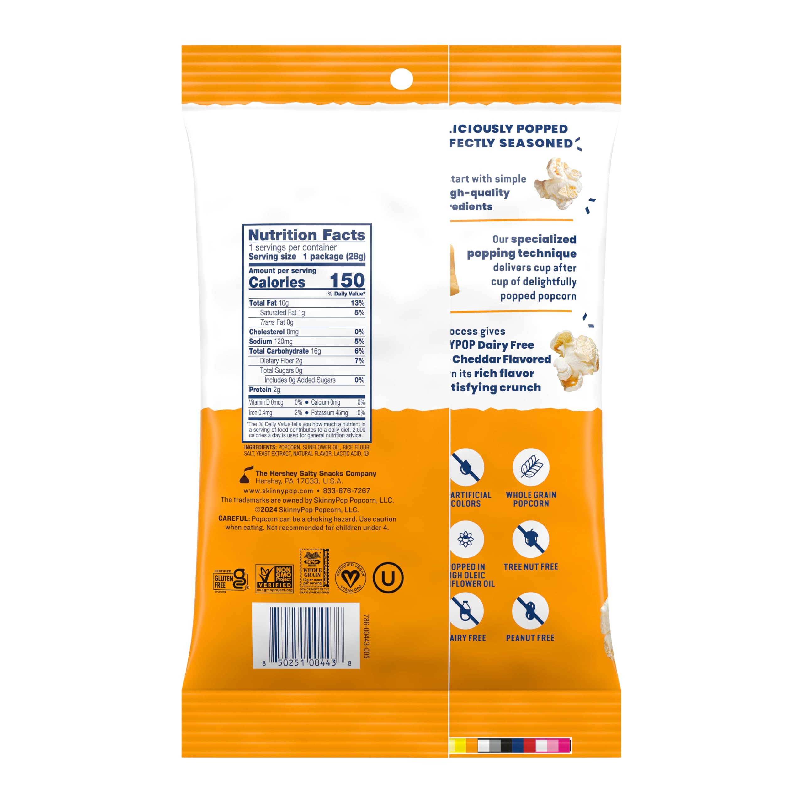 SkinnyPop popcorn kernels close-up highlighting whole grain quality.