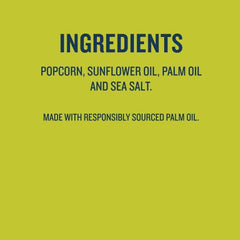 Close-up of SkinnyPop popcorn kernels with sea salt.
