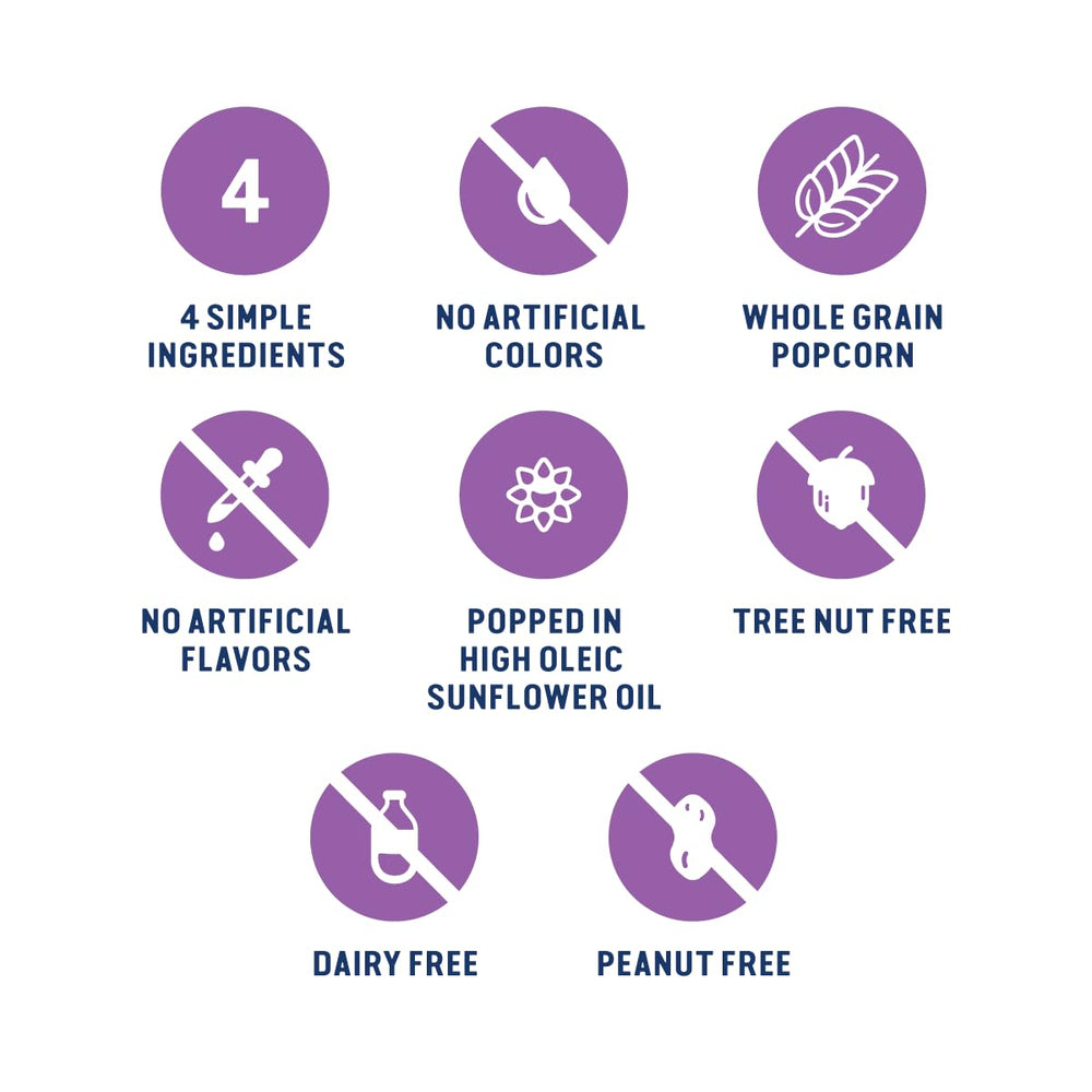 SkinnyPop Sweet & Salty Kettle dairy-free packaging highlights.