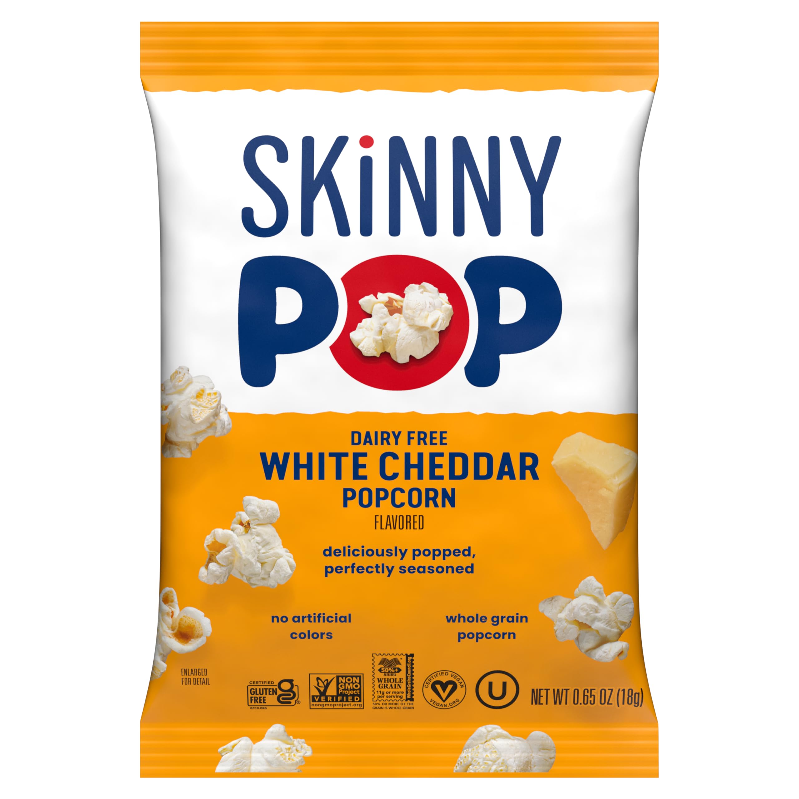 SkinnyPop White Cheddar popcorn bag in gym bag after workout