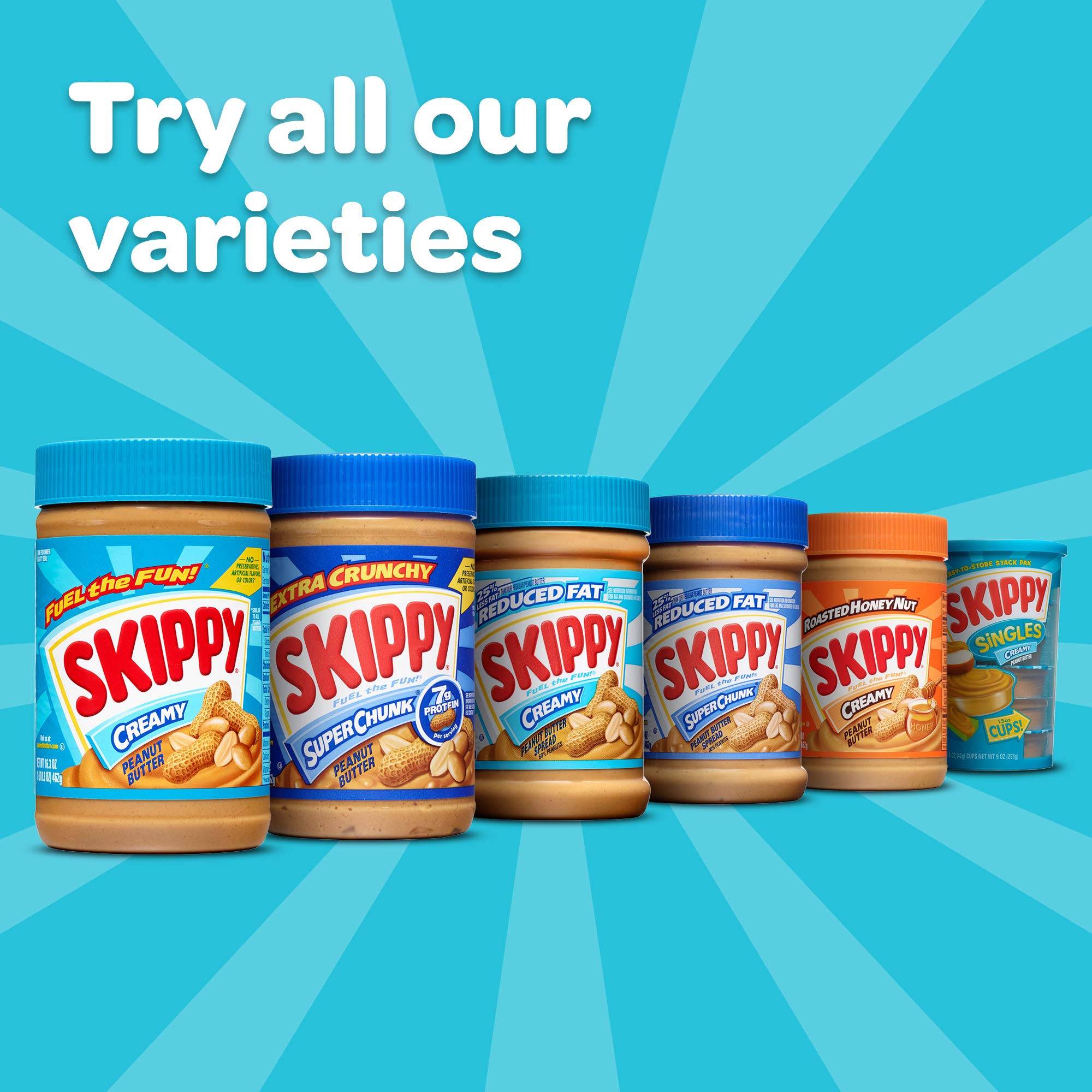 SKIPPY Creamy Peanut Butter 64 oz jar on display for family snacking