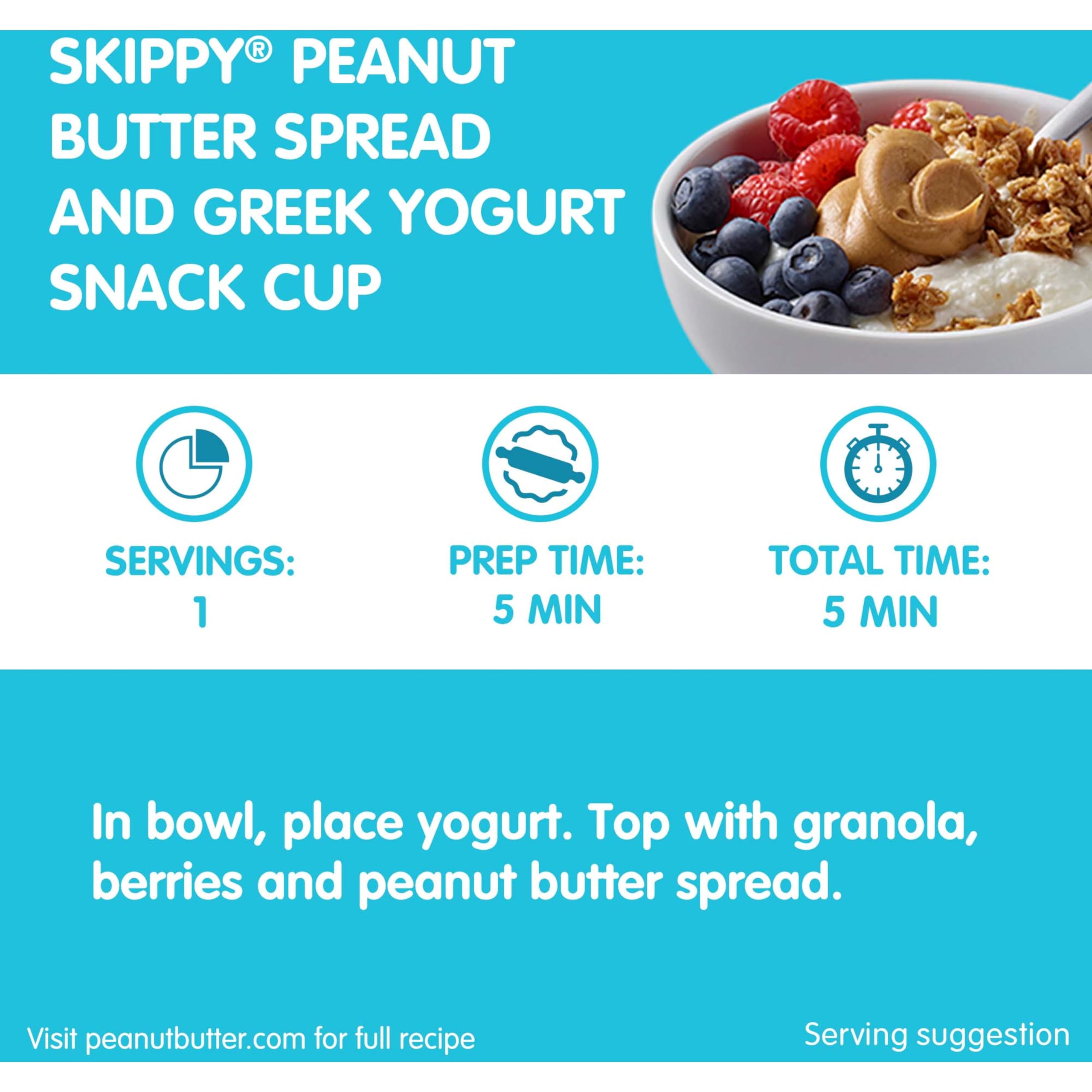 Skippy Chunky Peanut Butter with Plant Protein bottle display for pantry-friendly snacking.