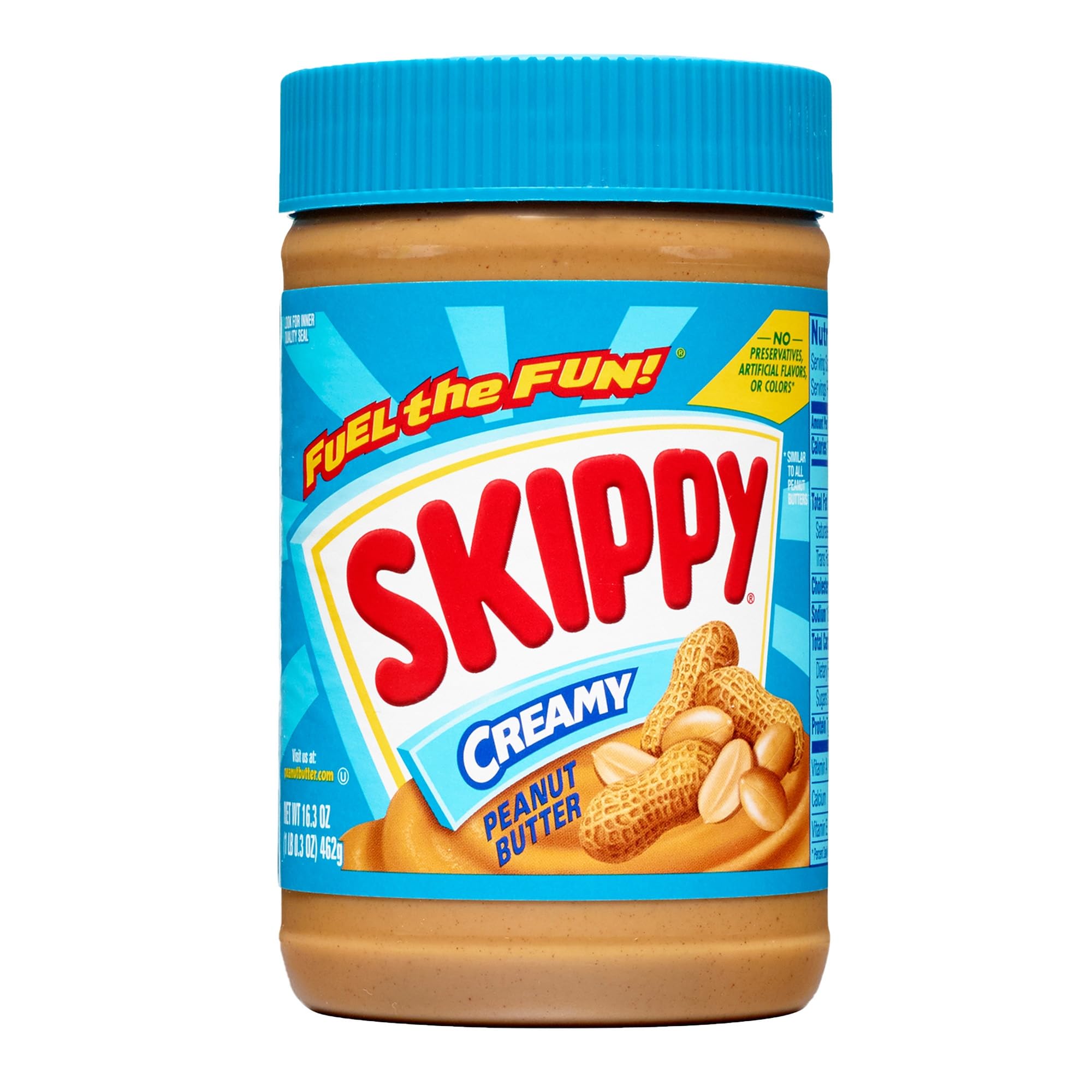 SKIPPY Creamy Peanut Butter paired with fruit for a quick energy-boost snack.