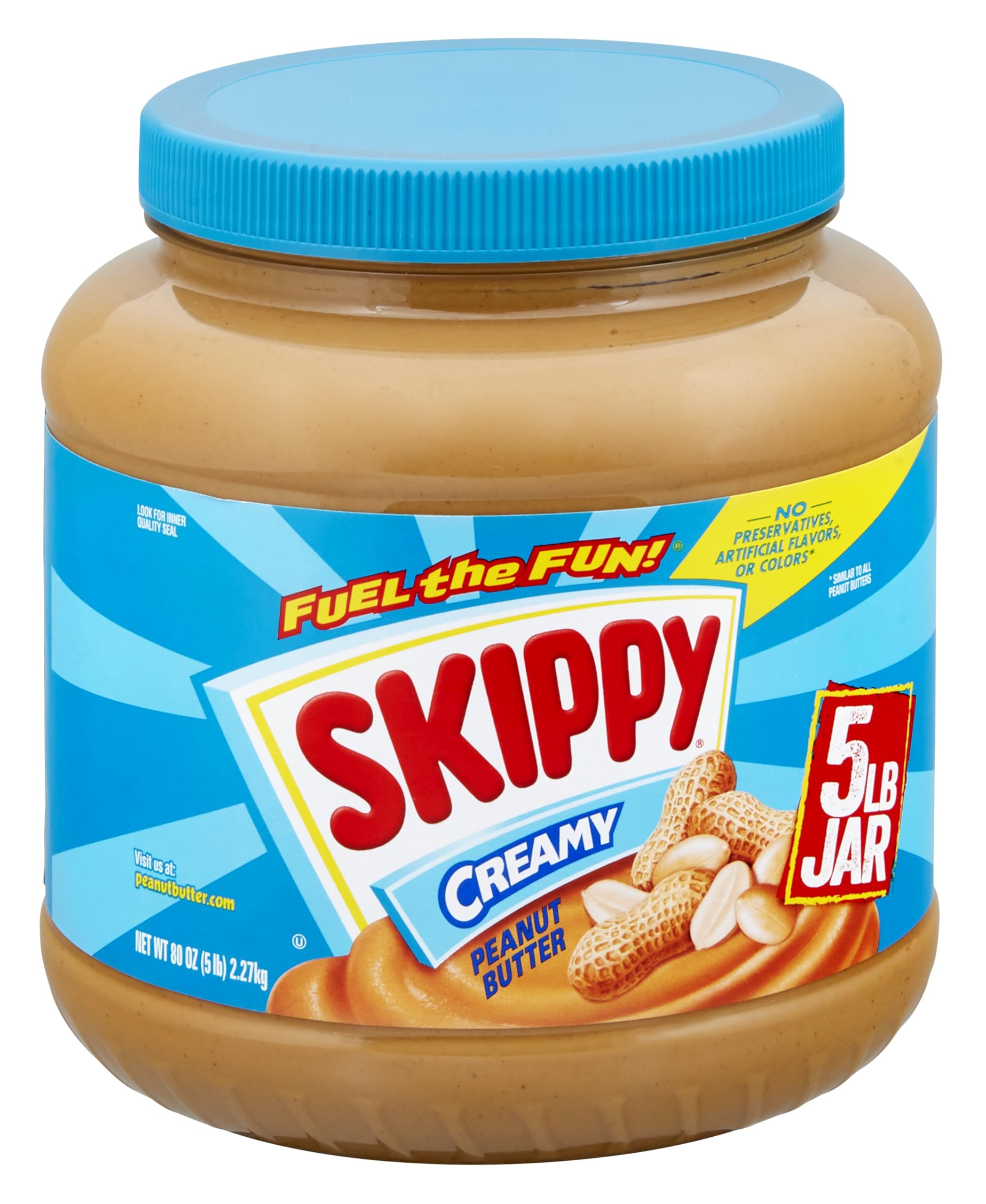 SKIPPY creamy peanut butter jar for smooth spreading
