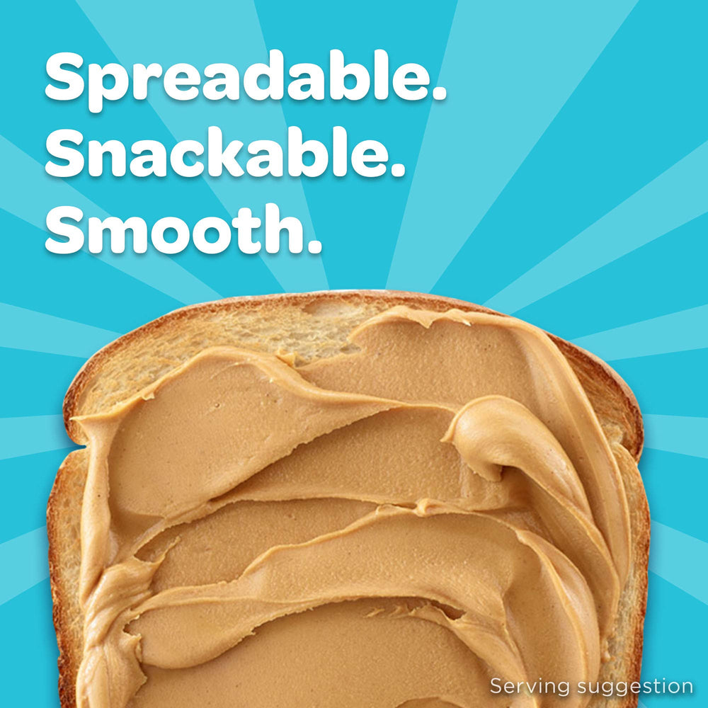 Skippy Creamy Peanut Butter on celery sticks, crunchy protein snack