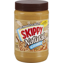Skippy Natural Creamy Peanut Butter 40 oz jar with smooth spread for easy mornings
