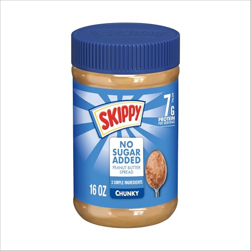 SKIPPY No Sugar Added Chunky Peanut Pieces texture ready to eat