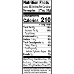 Close-up of SKIPPY No Sugar Added label emphasizing ingredients