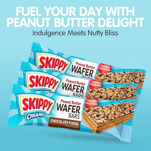 SKIPPY peanut butter fudge wafer bars cross-section showing layers