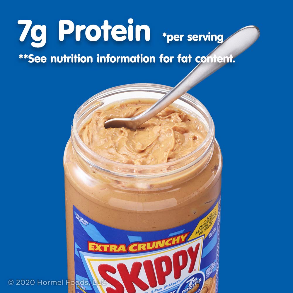 SKIPPY peanut butter pour close-up showing smooth, easy spreading.