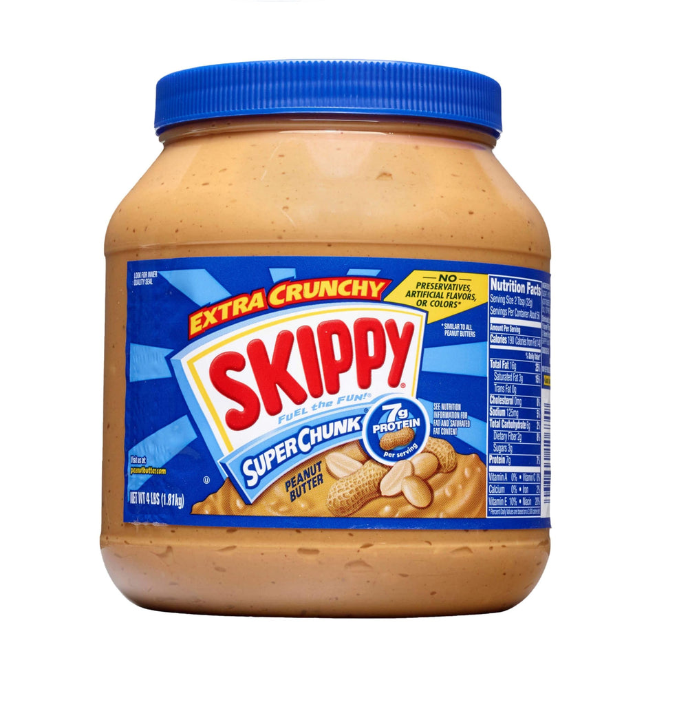 SKIPPY Super Chunk jar full with visible peanut pieces for crunch