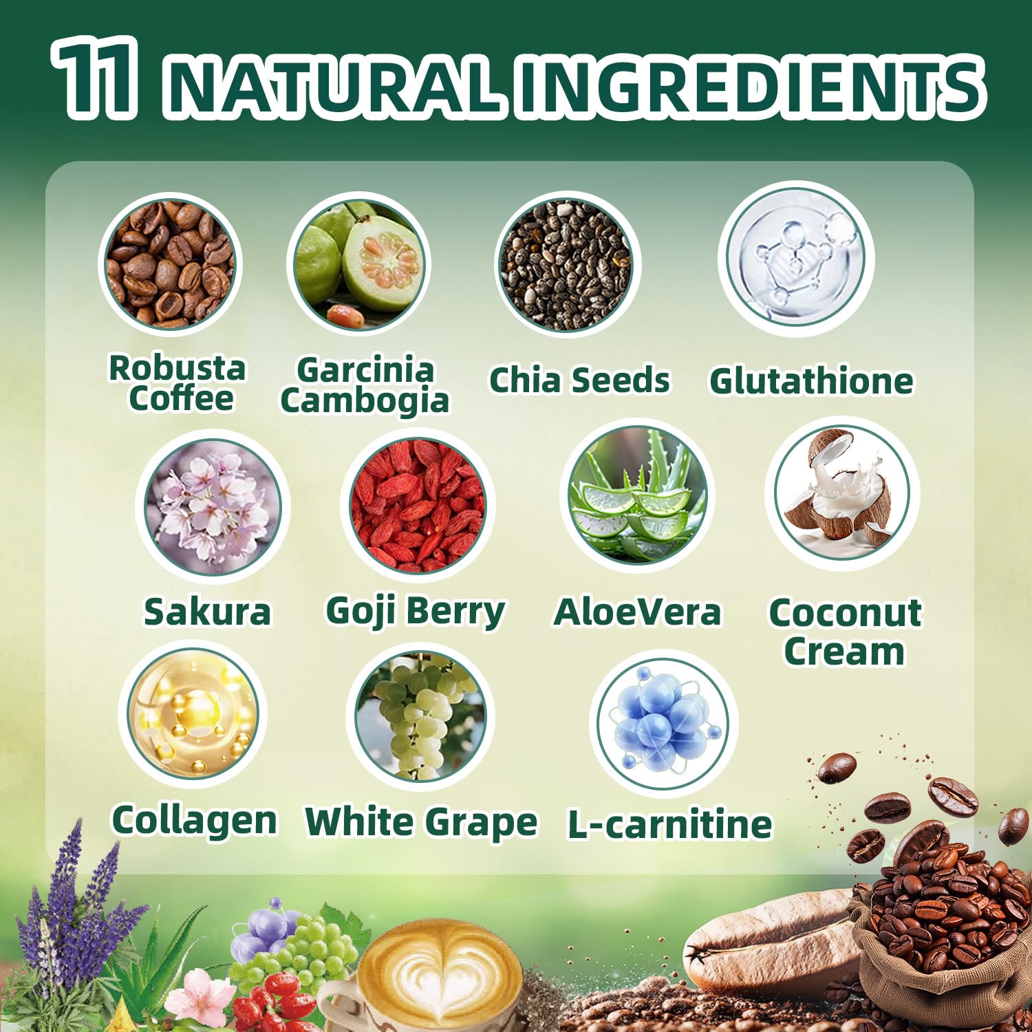 Skiseoy 20x Collagen Chia Coffee packaging in a resealable canister for on-the-go enjoyment.