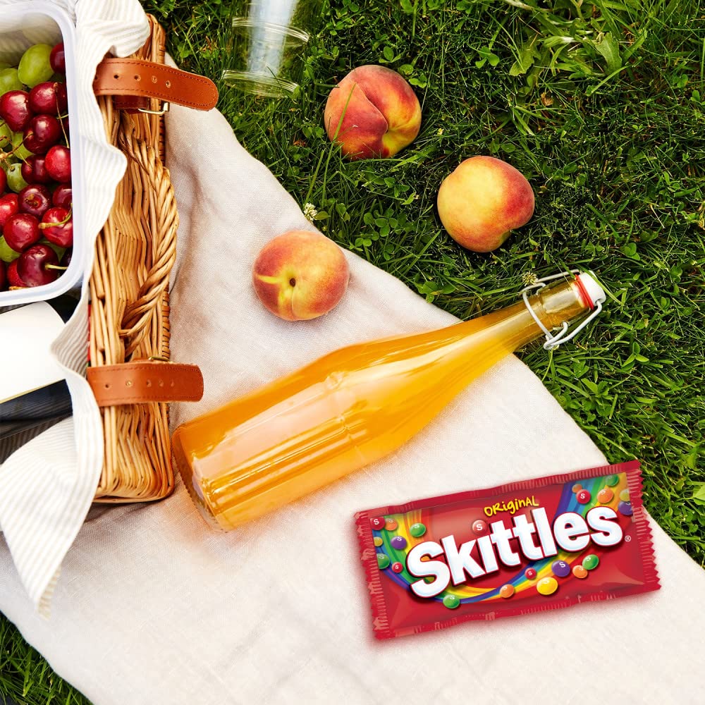 Skittles Original chewy candy offers a satisfying bite during parties or breaks