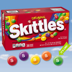 Skittles fruity flavors offer grape, lemon, orange, strawberry, and lime for colorful treats