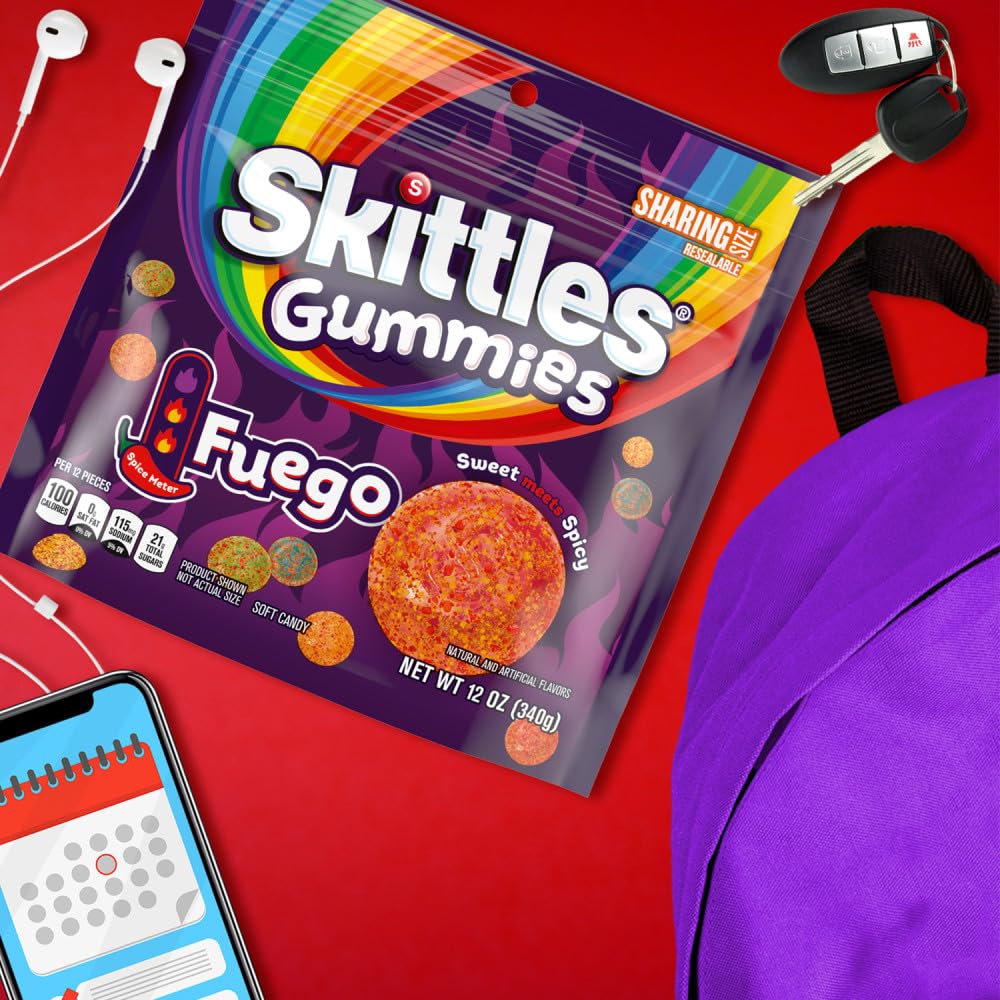 Skittles GUMMIES Fuego watermelon-flavor piece with zesty finish