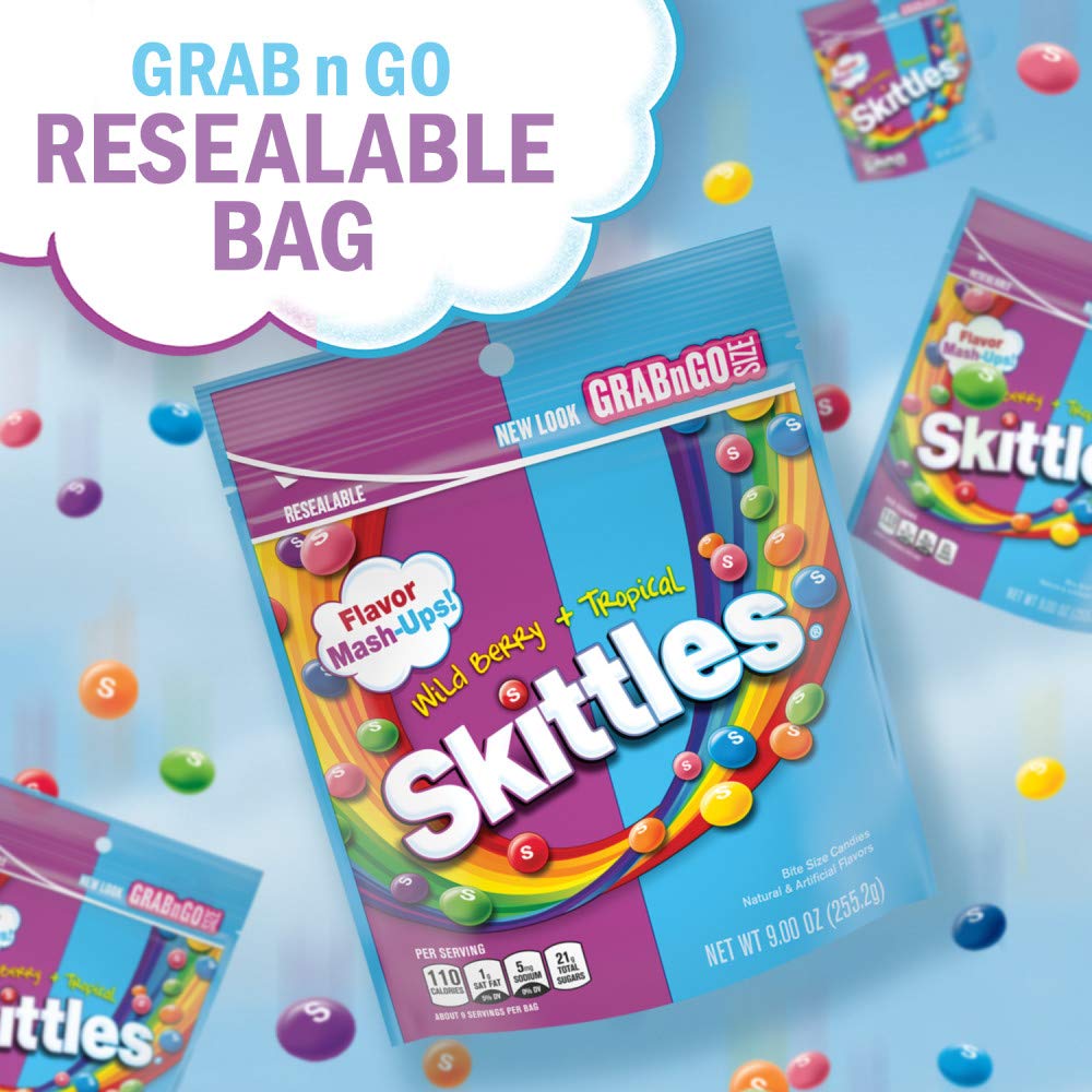 Fruit flavor pairings shot from Skittles Mash-Ups for varied tastes.