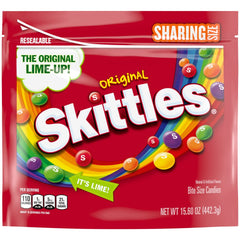 Skittles Original sharing bag close-up highlighting rainbow colors for sharing