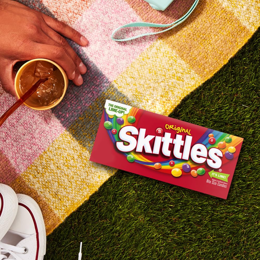 Skittles Original fruit flavors invite a playful break during study.