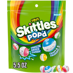 Skittles POP'd Freeze Dried Sour Candy bag ready for on-the-go snacking.