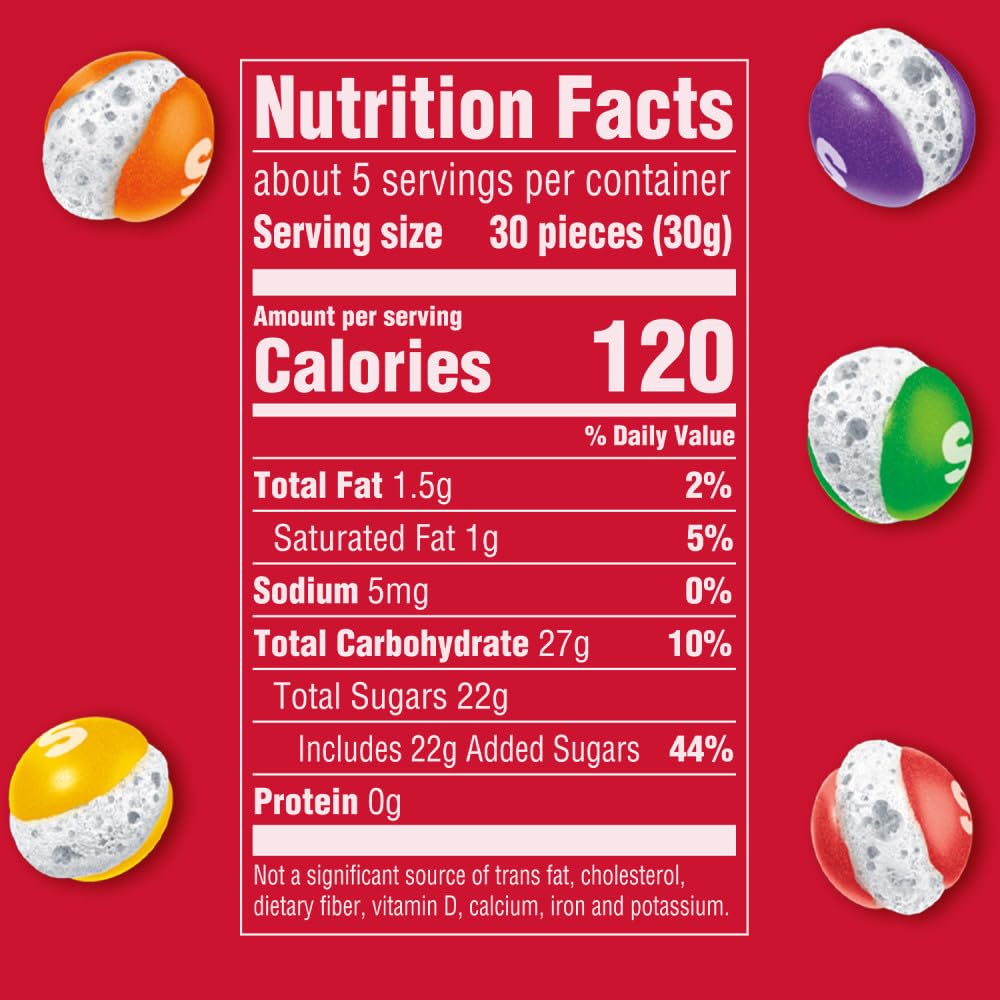 Skittles freeze-dried candy close-up highlighting crisp texture and bold flavors