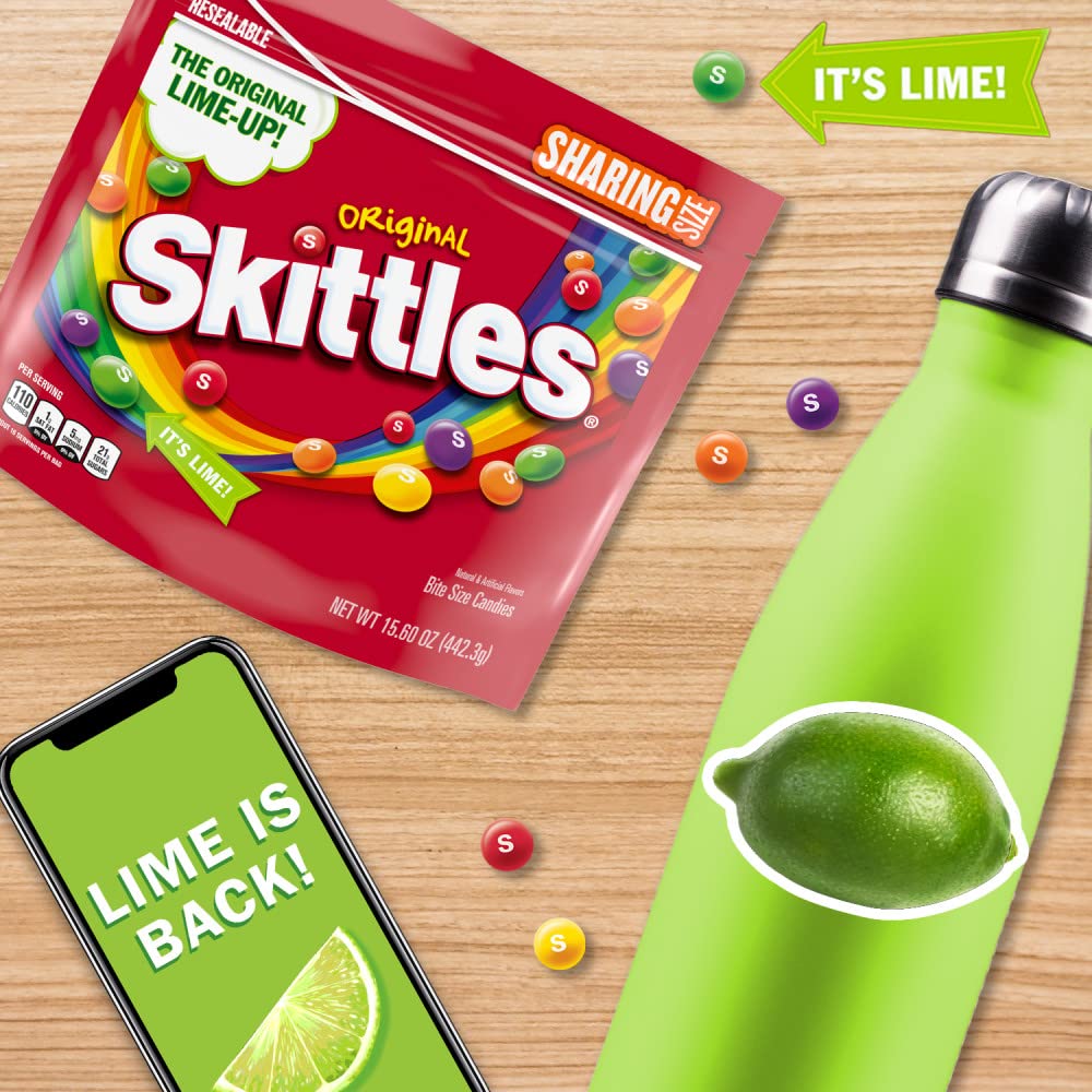 Skittles rainbow-tinted candies creating a colorful bowl display