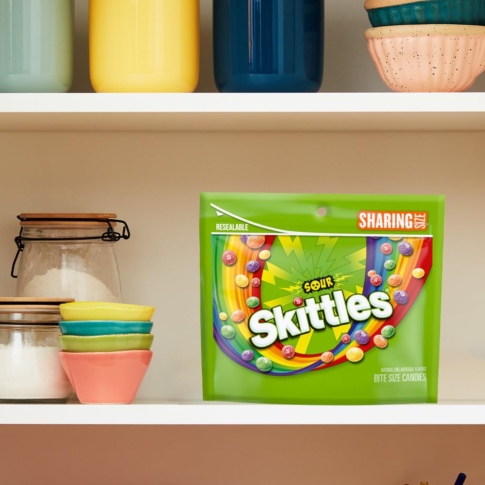 Skittles Sour candy for road trips and outdoor snacking.