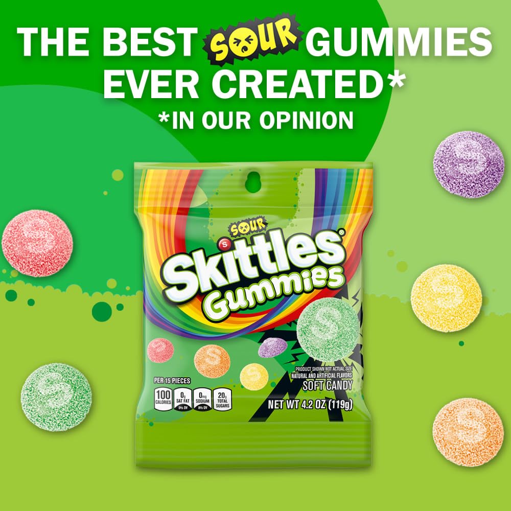 Skittles Sour Gummy Candy bulk pack designed for affordable snacking.