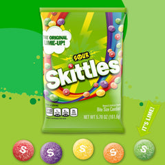 Skittles Sour Lemon close-up, zesty treat great for refreshing citrus cravings.
