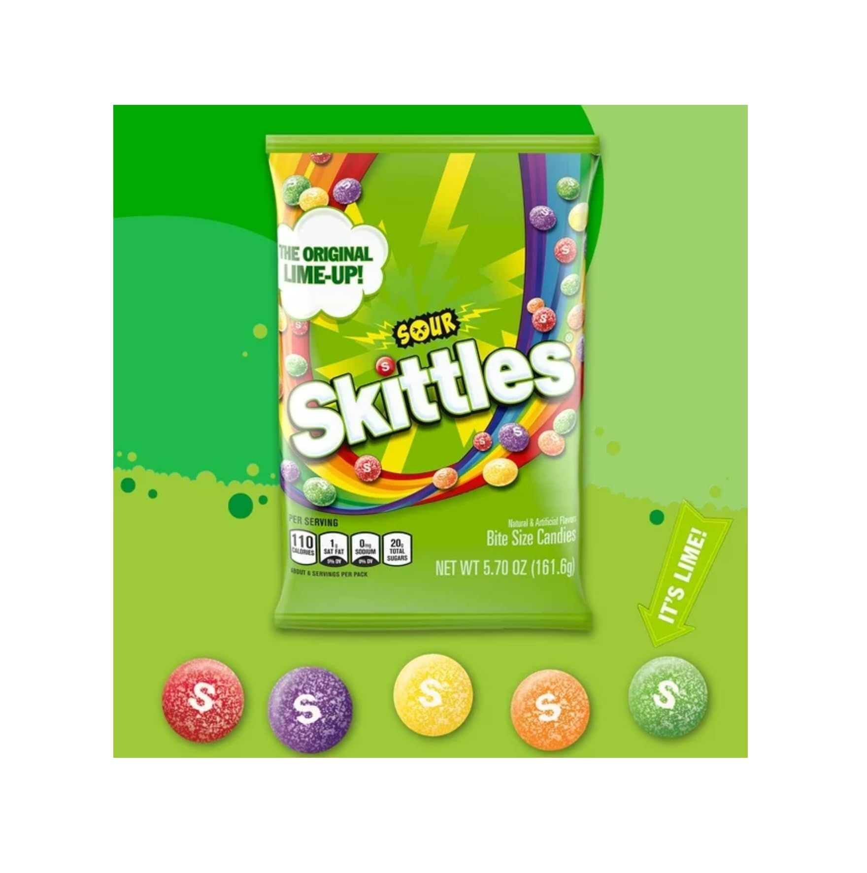 Skittles Sours individually wrapped candies for easy grab-and-go.