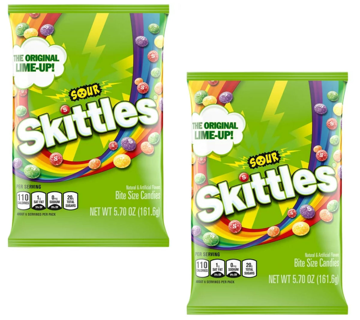 Skittles Sours two-bag pack ready for sharing.