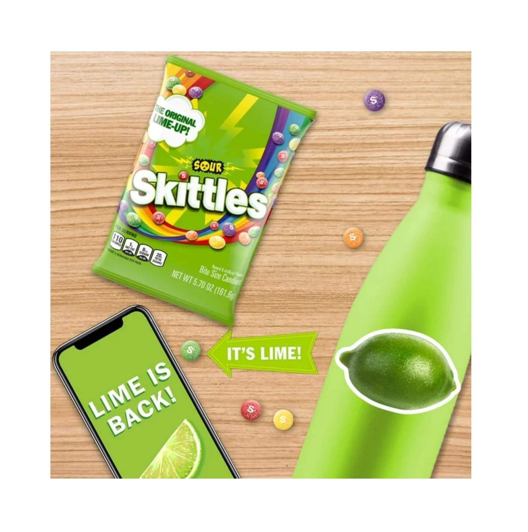 Skittles Sours bite-size pieces are easy to share.