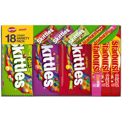 Skittles and Starburst variety pack front view, ideal for gifts and celebrations.