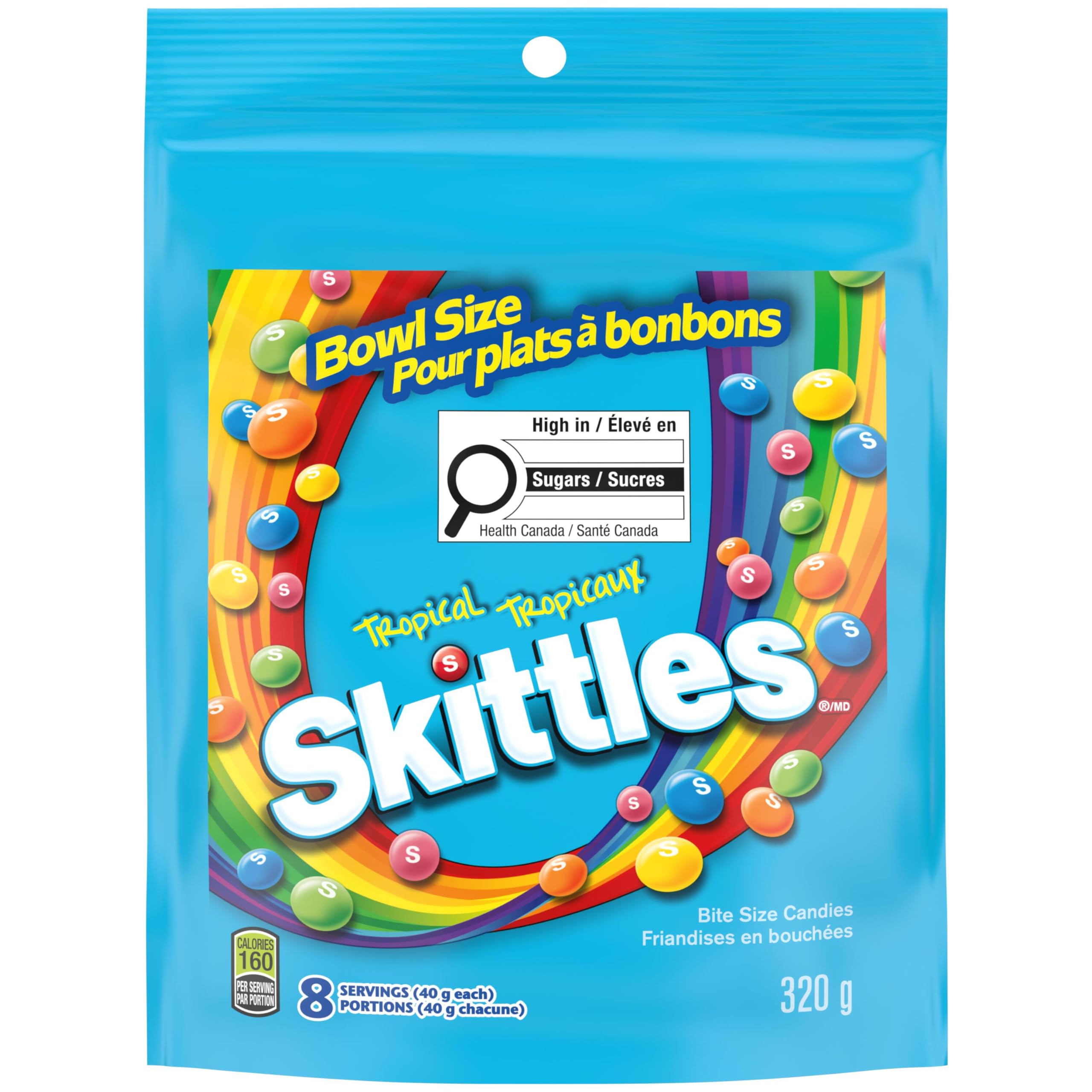 Skittles Tropical Mega Pack 320g with rainbow shells for snacking