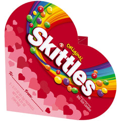 Skittles Valentine's Heart Box front view showing colorful candies for gifting