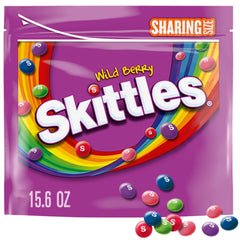 Skittles Wild Berry candy bag shown as a bright, shareable party snack.
