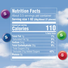 Twelve-pack display of Skittles Wild Berry chews for party snacking