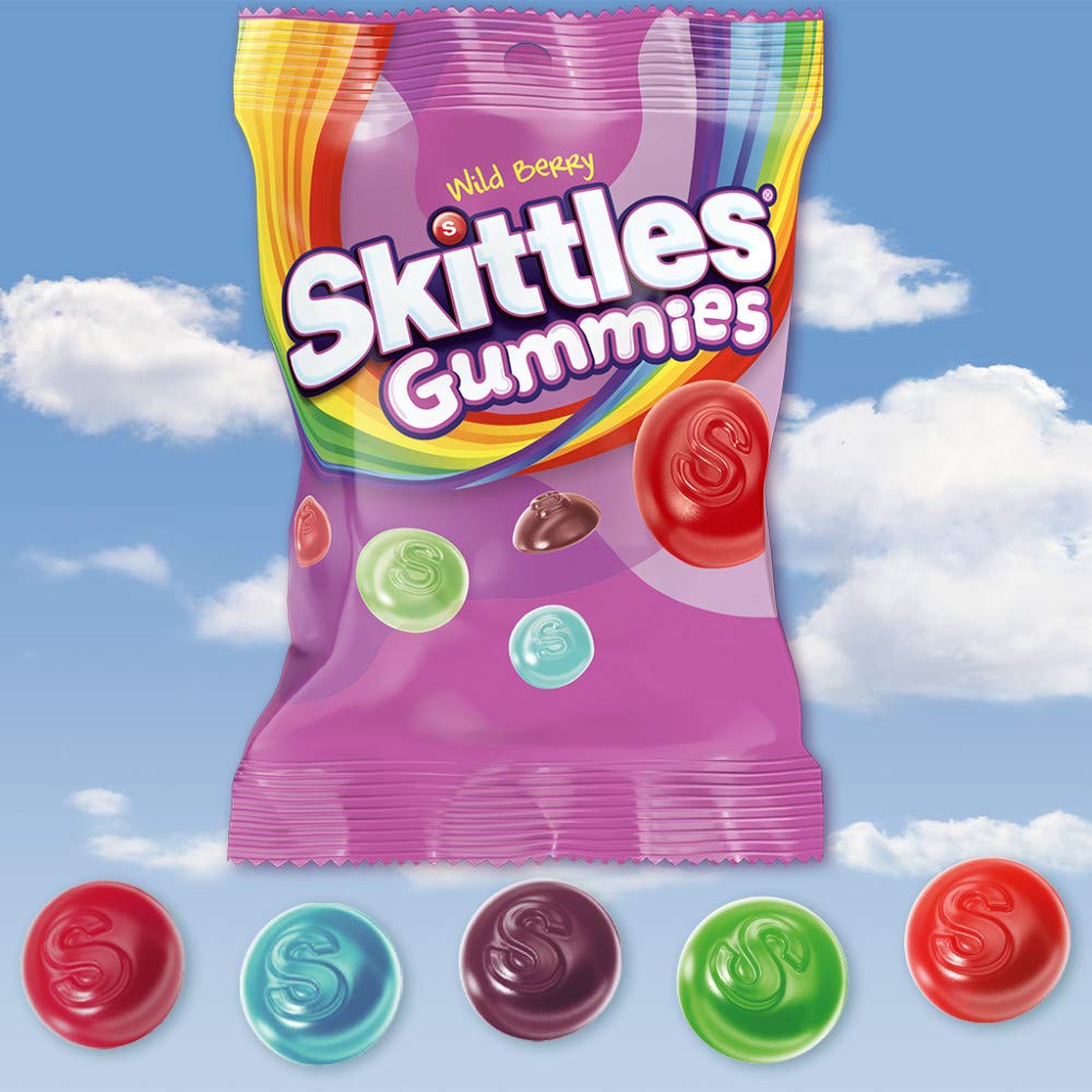 Skittles Wild Berry gummy candy individually-wrapped bags for tidy sharing.