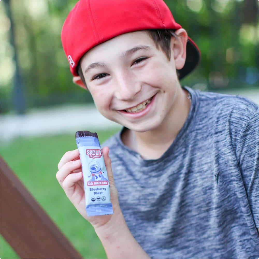 Skout Bars ingredient label, highlighting organic, vegan ingredients.