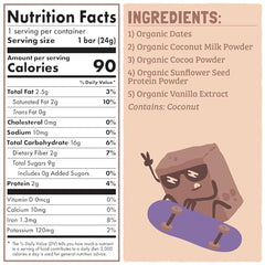 Close-up of fudgy center in Skout chocolate brownie bar for kids.