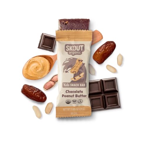 Skout Organic Chocolate Peanut Butter Bars packaging shown for wholesome school snacks