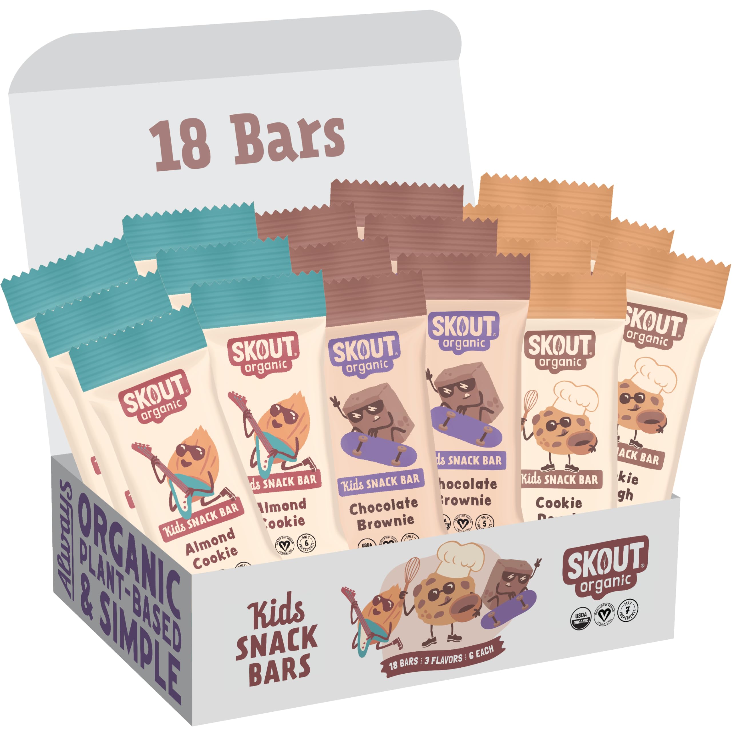 Skout Organic Dessert Bars Cookie Dough pack, kid-friendly snack with natural ingredients.