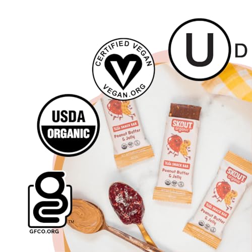 Skout Organic Kids Bar lineup promoting convenient, plant-based snacking.