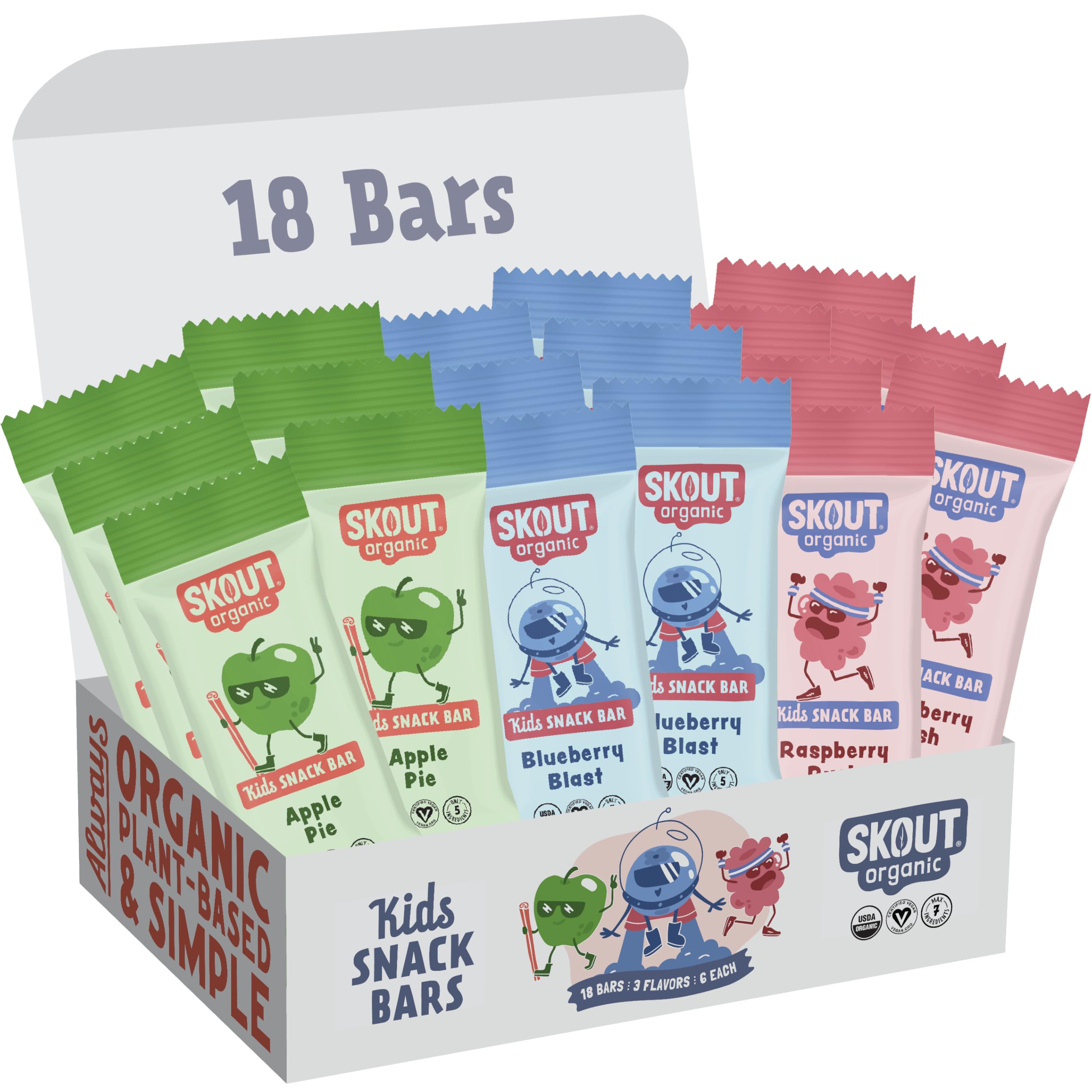 Skout Organic Kids Blueberry Blast bar close-up, ideal for on-the-go snacking.