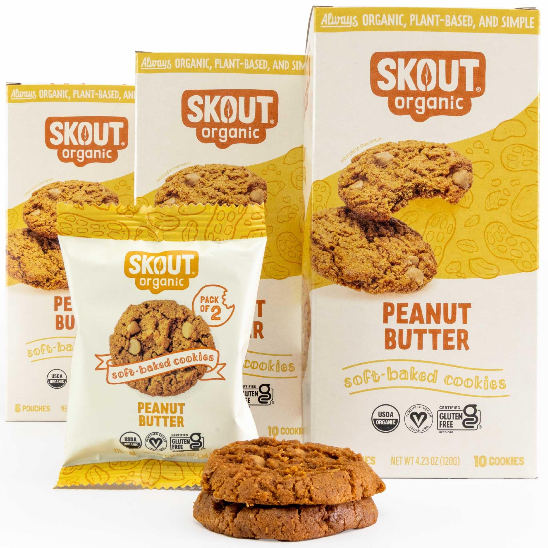 Skout Organic Peanut Butter Cookies 3-Pack Box for lunchbox snacks