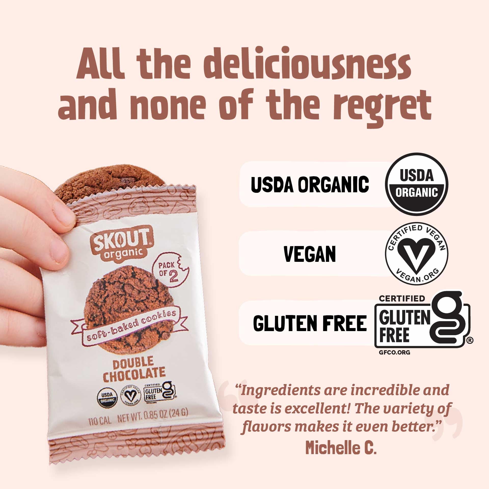 Skout Organic Peanut Butter soft-baked cookie close-up highlighting creamy texture