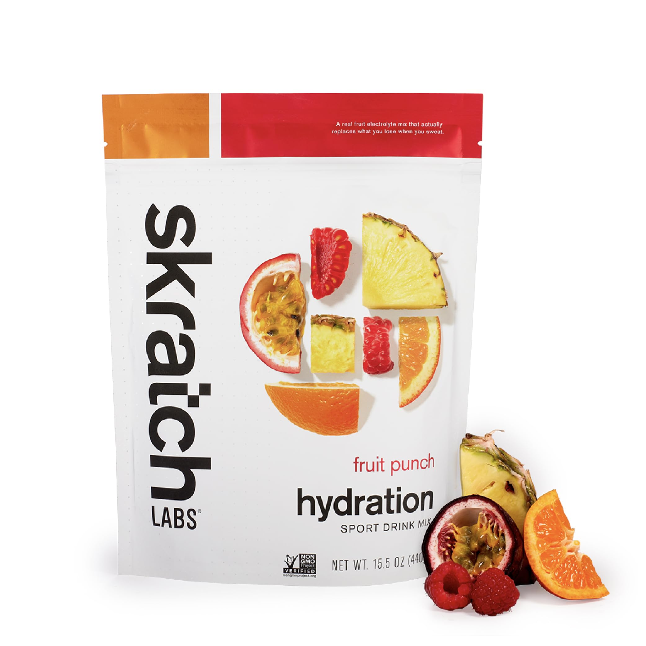 Skratch Labs Hydration Fruit Punch bottle ready for quick electrolyte replenishment