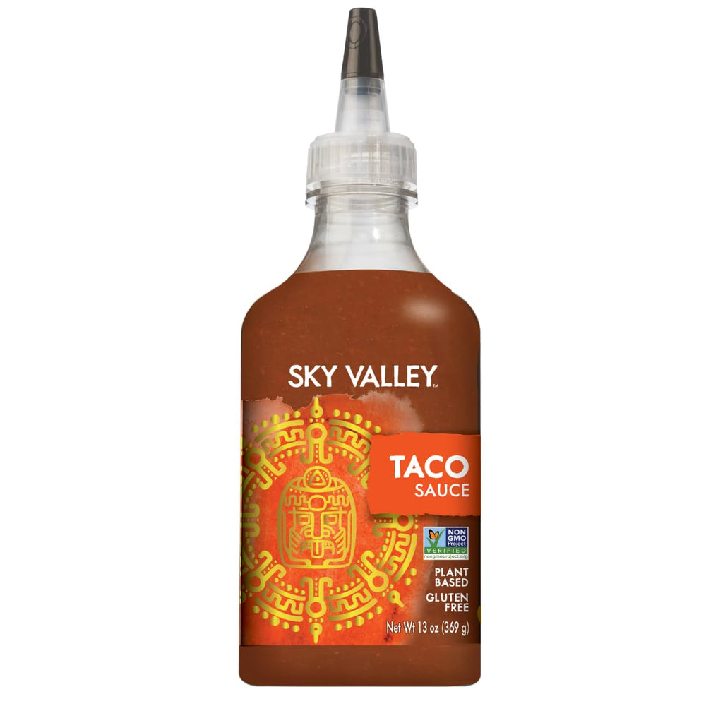 Sky Valley Taco Sauce bottle with tomato and cayenne focus for balanced medium heat