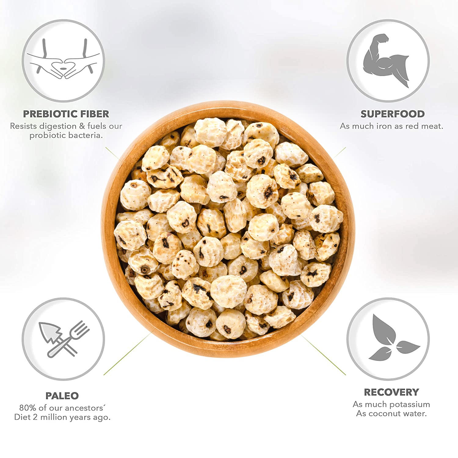 Skyland Kitchen tigernuts with gluten-free label, ideal for allergen-free snacking.