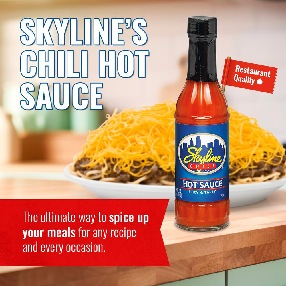 Pouring Skyline Chili hot sauce to spice tacos and eggs