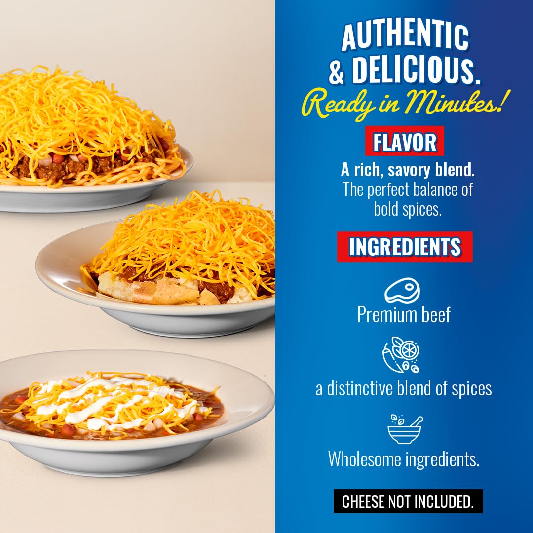 Skyline Original Chili Pouch served with hot dogs for casual weeknight dinners